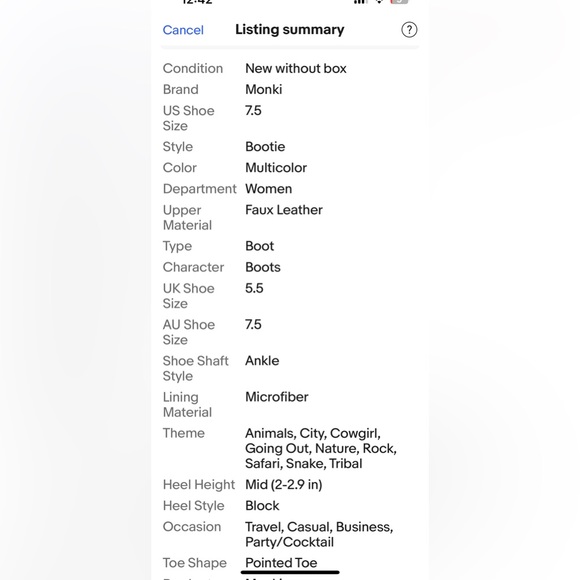 NWOT Monki Women’s faux snakeskin ankle boots 7.5 - Picture 6 of 16